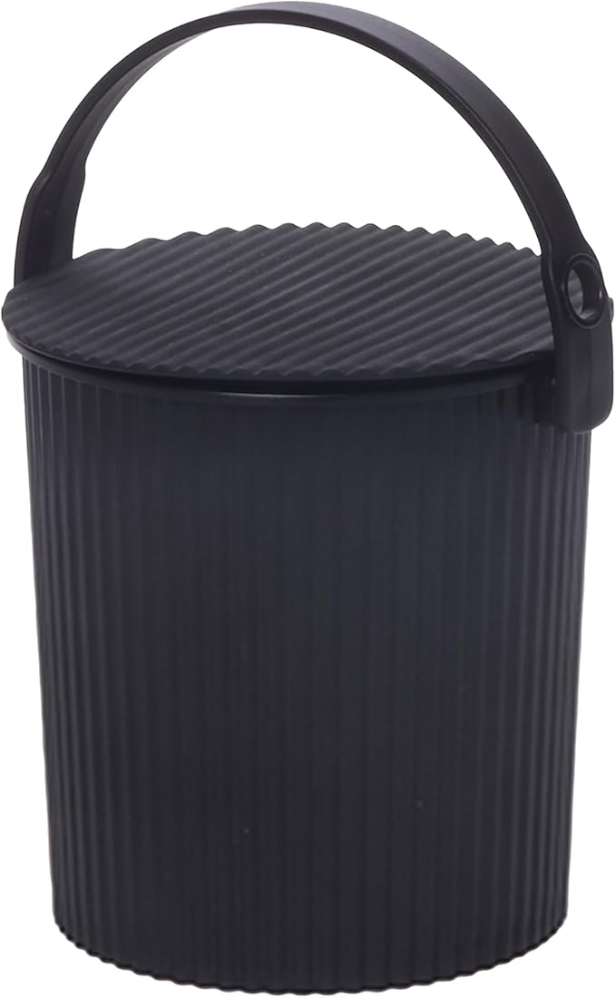 Hachiman Micro Bucket - 0.18 Gallon Heavy Duty Bucket with Lid and Handle - Hands-Free Filling - Easy to Stack and Store - Indoor Outdoor Use - 4.9" x 4.6" - Black