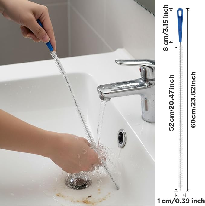2Pcs 23.62Inch Sink Unclogger Tool, Ymapinc Toilet Shower Sink Snake Drain Brush, Lint Trap Cleaning Tools, Bathroom Bathtub Drain Clog Remover for Kitchen Plumbing