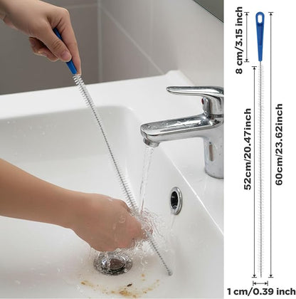 2Pcs 23.62Inch Sink Unclogger Tool, Ymapinc Toilet Shower Sink Snake Drain Brush, Lint Trap Cleaning Tools, Bathroom Bathtub Drain Clog Remover for Kitchen Plumbing