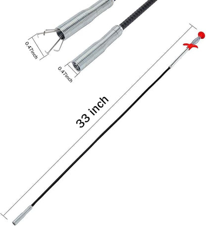 Drain Snake Hair Drain Clog Remover 33 Inch Flexible Grabber Claw Pick Up Reacher Tool - Gutter Cleaning Tools for Home Sink, Bathroom Tub,Drain, Toilet, Tight Spaces