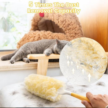 HomeBeyond Heavy Duty Duster Refills, 360° Efficient Duster Kit for Swiffer, 30 Pack & 3 ft Extension Pole, 5X Microfibers Multisurface Dusters for Cleaning Home, Celling Fan, Blinds, Vent & Shelves