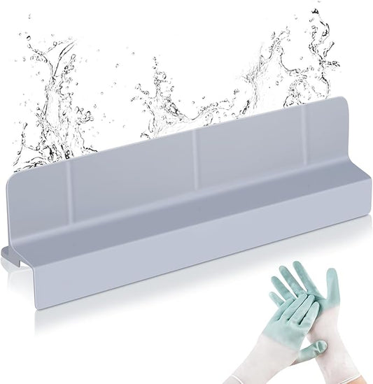 Kitchen Sink Splash Guard 18" Self-Draining Silicone Water Guard with High Splash Wall & Strong Suction Cups for Faucet, Countertop & Sink Edge, Keeps Sinks Dry, Dishwasher Safe, Gray