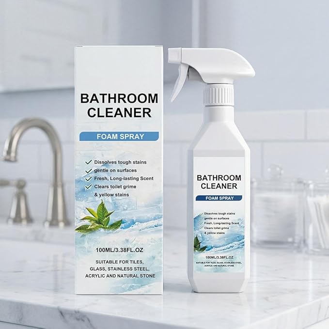 Scale Remover Bathroom Cleaner Foam Spray, Formula for Hard Water Stains, Toilet Grime & Soap Scum on Multi-Surfaces, Powerful Scale Remover, Suitable for Tiles, Glass, Stainless, Steel