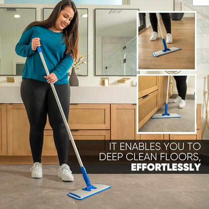 Cinch Mop - Microfiber Mop for Hardwood Floors - Flat Mops System for Wood, Tile, Laminate, Vinyl, 2 Wet Pads Refills, Reusable Micro Fiber Mopping Heads