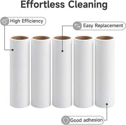 5 Pack 4 Inch Lint Roller Refills, 60 Sheets Per Roll - 300 Total Sheets | Sticky Adhesive Lint & Pet Hair Remover for Clothes, Furniture, Car Seats & Bedding (5, 4 Inch)
