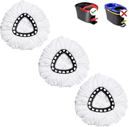 Mop Replace Head, Spin Mop Replacement Head Easywring 1-Tank System, Easy Cleaning, Microfiber, Machine Washable (3 Pack)