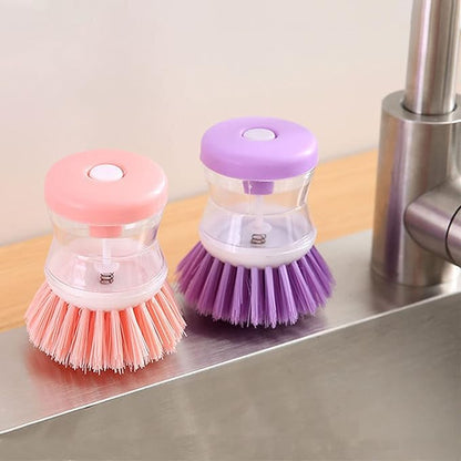3PCS Soap Dispensing Palm Brush 3pcs Suitable for Dishes Pot Pan Kitchen Sink Scrubbing, Green/Pink/Purple
