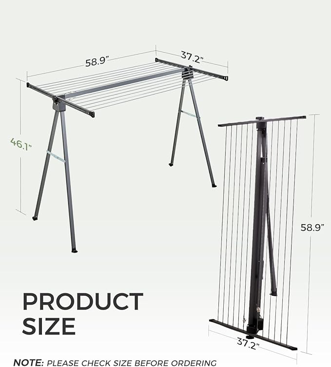 JS HANGER A Shape Clothes Drying Rack Folding Outdoor Clothesline, Heavy Duty Stainless Steel Laundry Drying Rack, Foldable Portable Clothing Dryer 46 Feet