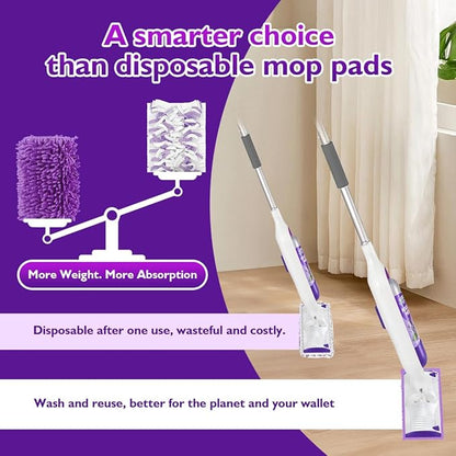 UNIMADE Reusable Mop Pads for Swiffer PowerMop, 8 Pack Microfiber Mop Pad Refill with Scrubber Strips for 13''-15'' SprayMop, Washable Mop Pads Use for Most Floor Types, Designed for Pets - Multicolor