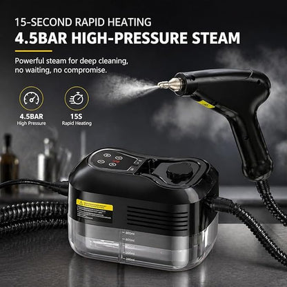 2500W Handheld High-Temperature Pressurized Steam Cleaner, Professional High-Pressure Rapid-Heating Steam Cleaner, Steam Cleaner For Car, Kitchen, Bathroom, Furniture, Windows (White)