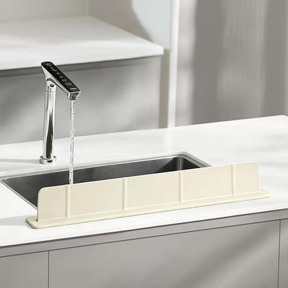 20Inch Silicone Sink Splash Guard with Strong Suction Cups, Flexible Kitchen Sink Splash Guard for Front/Back of Sink, Easy to Clean Splash Guard for Kitchen & Bathroom (White, 20.5''x2.8'')