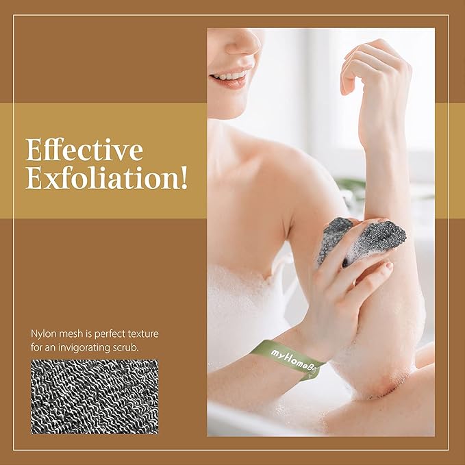myHomeBody Soap Pocket Squares Exfoliating Pouch, Body Scrubber, Exfoliator Sponge for Bath or Shower, or Leftover Bits Saver, Graphite Gray, 9 Pack + 6 Lift Pads