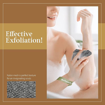 myHomeBody Soap Pocket Squares Exfoliating Pouch, Body Scrubber, Exfoliator Sponge for Bath or Shower, or Leftover Bits Saver, Graphite Gray, 9 Pack + 6 Lift Pads