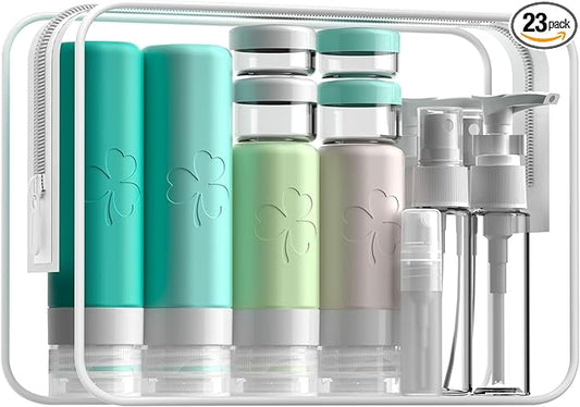 INSFIT 23 Pack Travel Bottles for Toiletries, TSA Approved Silicone Travel Size Toiletries with Toiletry Bag, BPA Free Leak Proof Refillable Travel Essentials for Liquids Shampoo Conditioner Lotion