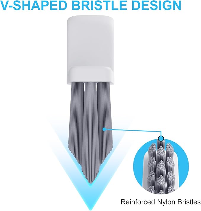 MIXVOVA V-Shaped Grout Cleaner Brush, 3 Pcs Grout Brushes for Tile Floor, Handheld Grout Cleaning Brushes Set with 3 Hooks for Shower, Bathroom, Kitchen, Home Use, Stiff Bristle