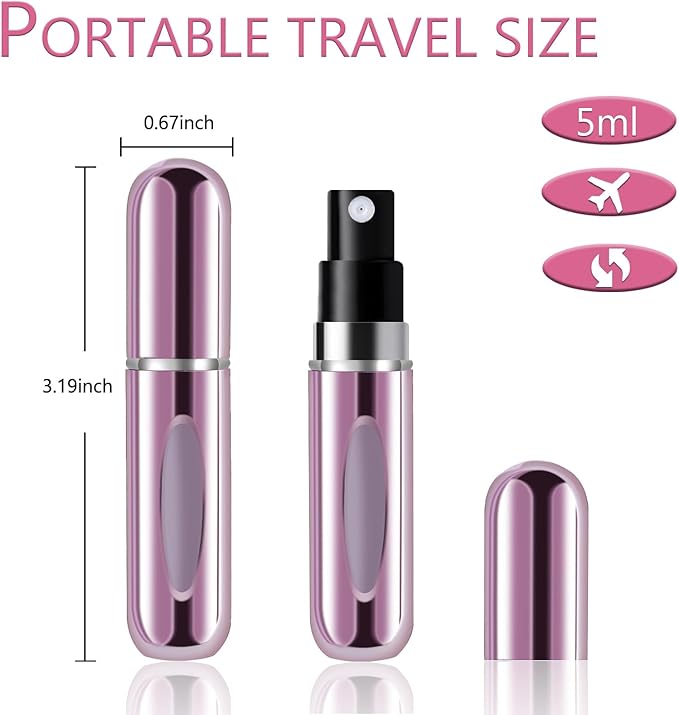 opasyo Refillable Perfume Portable Atomizer Bottle Refillable Perfume Spray, Leak-Proof Perfume Spray Bottle, Travel Perfume for Traveling and Outgoing (5ml, 4 Pack Gold/Pink/Blue/Black)