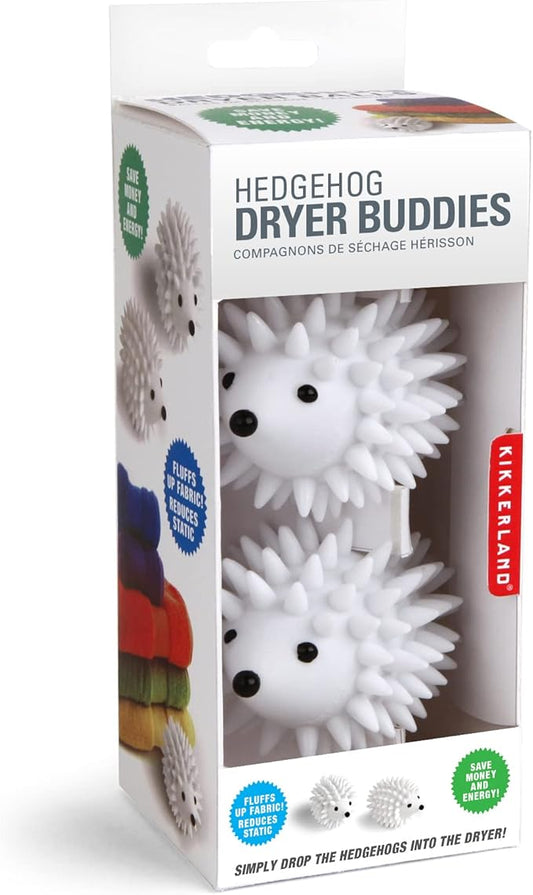 Kikkerland Hedgehog Reusable Dryer Balls, Set of 2, White