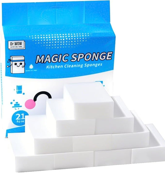 21-Pack Extra-Thick Melamine Sponges – 3.94" × 2.76" × 1.18" Durable Kitchen & Bathroom Cleaning Pads – Powerful, Non-Scratch, Water-Activated Magic Sponge