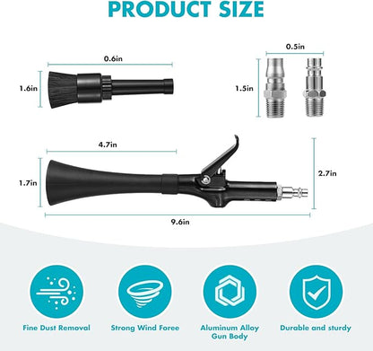 Air Blow Gun for Car Detailing – High Pressure Air Duster for Auto Interior Cleaning – Blows Dust, Dirt & Debris from Vents, Seats & Dashboard – Works with Air Compressor – Ergonomic Grip