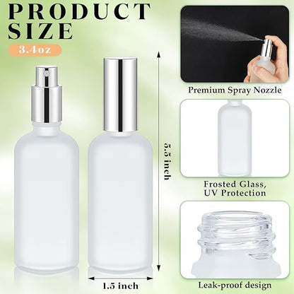 Tessco for you 20 Pcs Glass Spray Bottles Empty Perfume Atomizer Refillable Clear Decorative Empty Bottles with Fine Mist Sprayer Pump for Face Body Travel (Silver,3.4 oz)