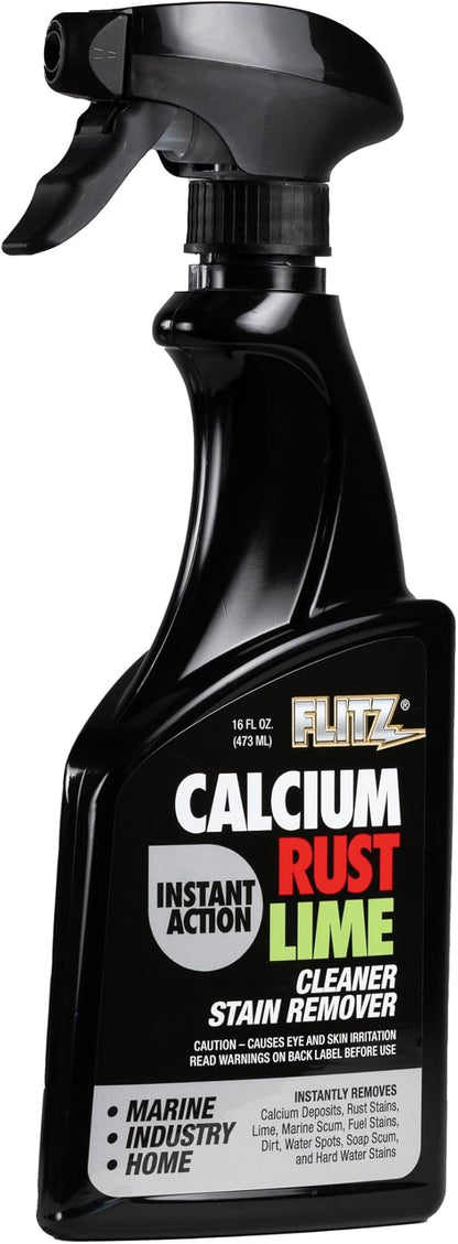 FLITZ Calcium, Rust, & Lime Remover - 16oz Bottle of USA-Made Limescale Remover for Toilets, Showers, and More - Powerful Spray that Instantly Eliminates Tarnish, Grease, and Other Grime (1 Pack)