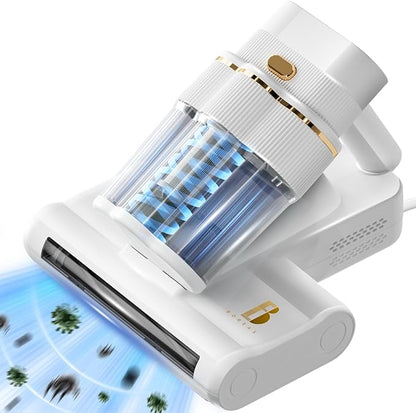 Mattress Vacuum Cleaner with UV-C Light 16Kpa Suction & 80000 rpm Double Brushrolls & Triple Cup, Heating & Ultrasonic & 2 Speeds & Widened Suction Port, Anti-Allergen Bed Vacuum Cleaner (Gold)