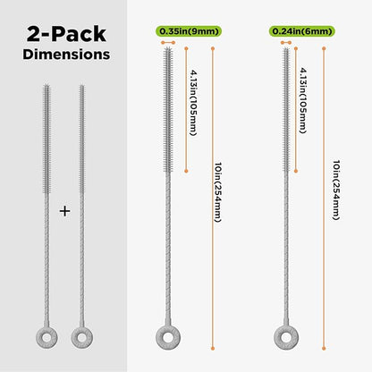 2 Pcs Silicone Straw Cleaner Brush, Extra Long Cleaning Brushes for Straws, 6mm&9mm, Gray