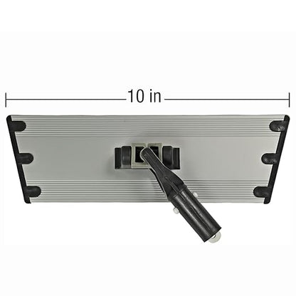 CleanAide Flat Mop Plate Frame for 10" Microfiber Pads, Commercial-Grade Aluminum with 360° Swivel, Hook and Loop Fastening, Lightweight and Durable, Gray, 10" Frame, 10 Inches