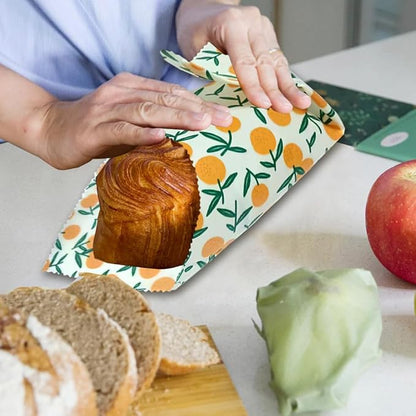 Reusable Beeswax Food Wraps, Organic Cotton Food Storage, Eco Friendly Plastic Free Wrap for Bread Sandwiches Fruits Cheese