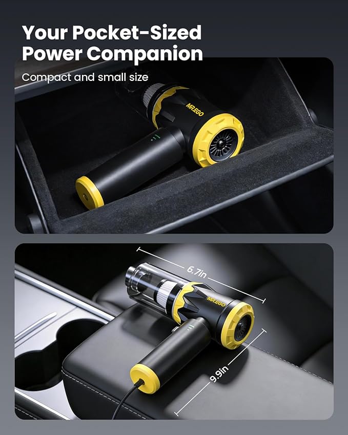 Mr.ego Handheld Car Vacuum Portable Cordless, 18500Pa High Power Vacuum Cleaner and Air Duster, 4-in-1 Mini Vacuum with Multi-Nozzles for Small Jobs, Car, Home, Desk, Keyboards (Black)