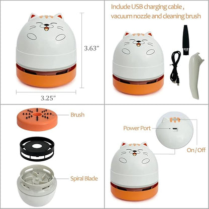 allydrew Mini Portable USB Desktop Vacuum, Orange Cat