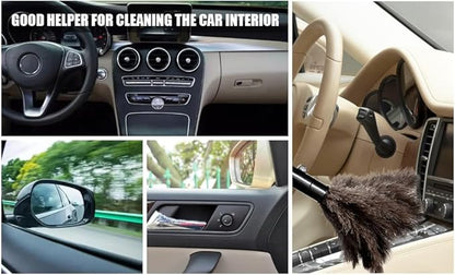Retractable Ostrich Feather Duster for Cleaning, 15 Inch Fluffy and Natural Feather Duster with Retractable Handle， Reusable Eco-Friendly Handheld Cleaning Supplies (10 pcs)