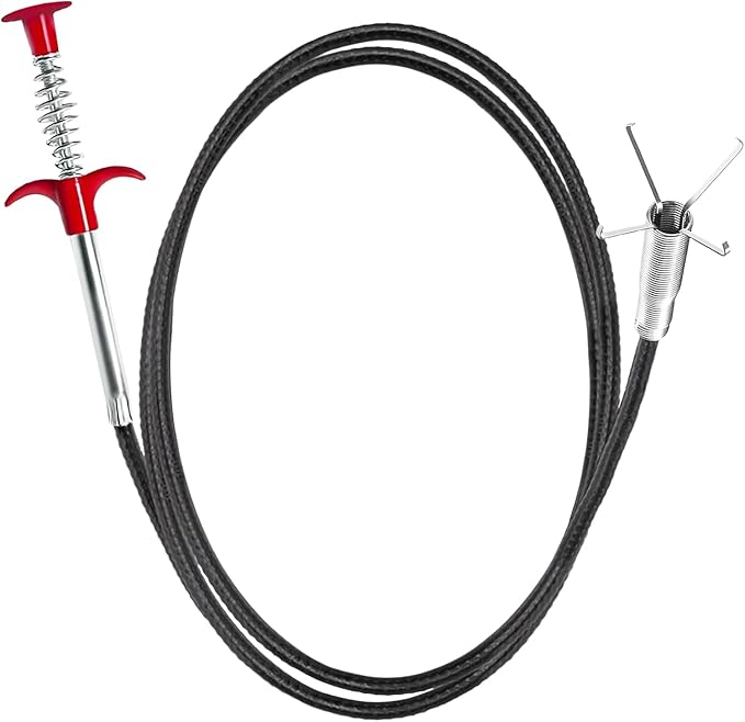 32 Inch Drain Snake Hair Remover Tool, Flexible 4-Claw Grabber for Sink, Tub & Shower Clogs
