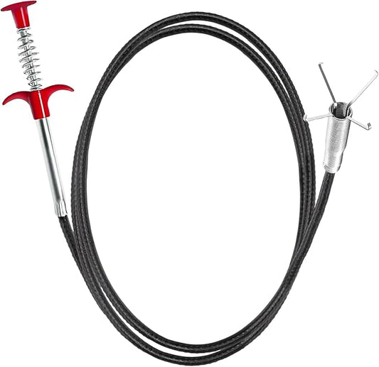 32 Inch Drain Snake Hair Remover Tool, Flexible 4-Claw Grabber for Sink, Tub & Shower Clogs