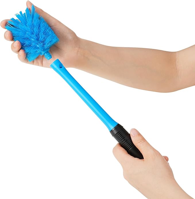 MOSOLAN 2-in-1 Water Bottle Brush and Straw Cleaner Brush, Long Handle Scrub Brush with Replaceable Head for Water Bottles, Glasswares, Mugs, Flasks, Tumblers, Vases, and Kitchen Sink, Breezy Blue