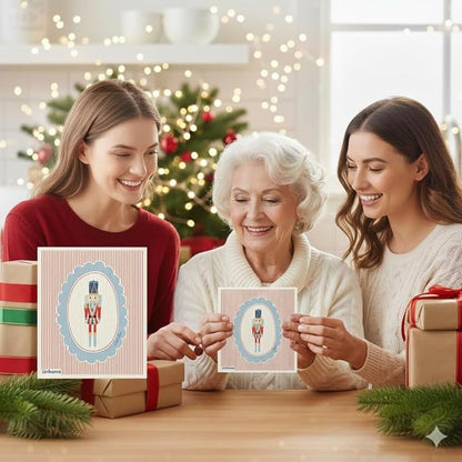 Christmas Holiday Swedish Dishcloth, Reusable Paper Towel, Super Absorbent Cellulose Sponge, Washable Kitchen Cleaning Cloth (Holiday Nutcrackers - 4 Pack)