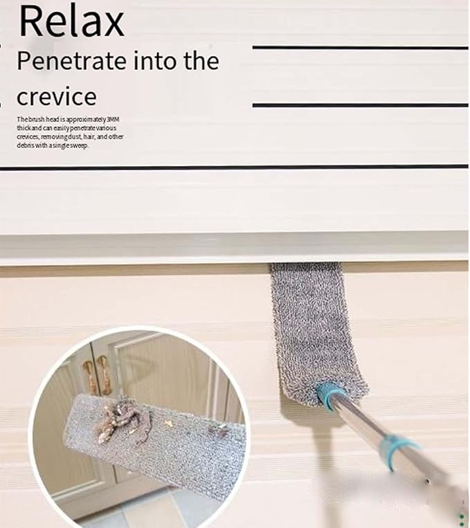 2026 New Retractable Gap Dust Cleaner with 3 Microfiber Dusting Cloths,Flat Duster,Extendable Under Furniture Duster Cleaning Tool,Reusable Washable Dusting Wand for Ceiling,Furniture (2SET)