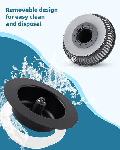 Universal 3 in 1 Kitchen Sink Drain Strainer Stopper Combo, 2PCS Matteblack Stainless Steel Shell Pop Up Sink Stopper for US Standard 3-1/2 inch Drain Filter, Anti-clog and Easy Clean
