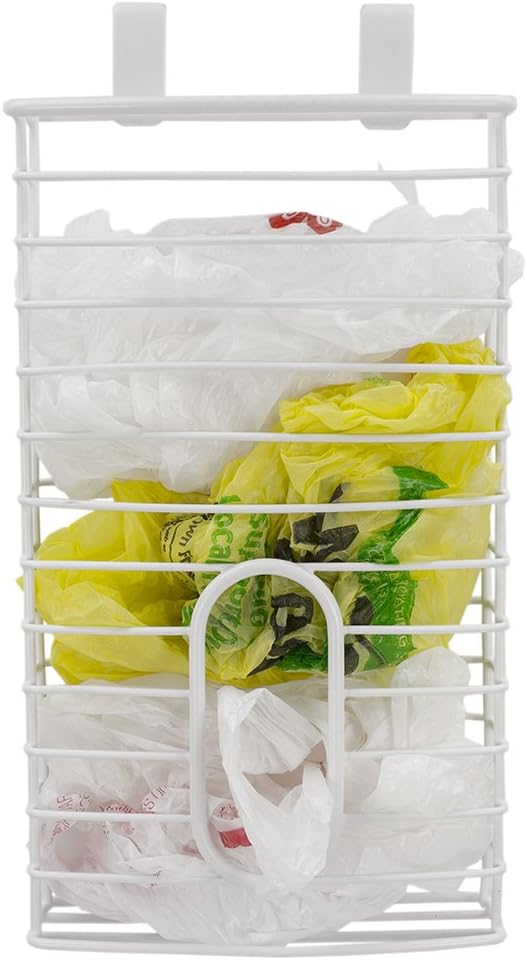 Home Basics over the Cabinet Plastic Bag Organizer and Grocery Bag Holder, White