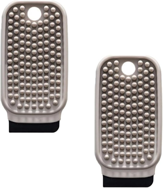 3-in-1 Silicone Dish Sponge-Food-Grade BPA-Free Cleaning Brush with Dual-Sided Comb&Scraper,Hanging Hole for Easy Storage,Fast-Dry Reusable Kitchen Gadget for Dishes/Fruits/Vegetables (Grey 2PCS)