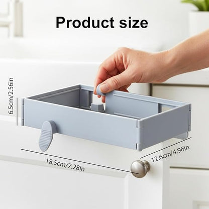 2Pcs Foldable Trash Bag Holder, No Drill Adhesive Hanging Rack for Kitchen Cabinets/Doors, Space-Saving Collapsible Plastic Waste Bag Hanger