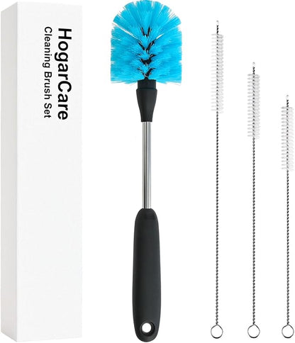4 Pack Straw Cleaner Brush Set with Long Handle Stainless Steel Bottle Brush, 3 Straw Brushes, Kitchen Brush for Cleaning Water Bottle, Cups, Straws, Blue