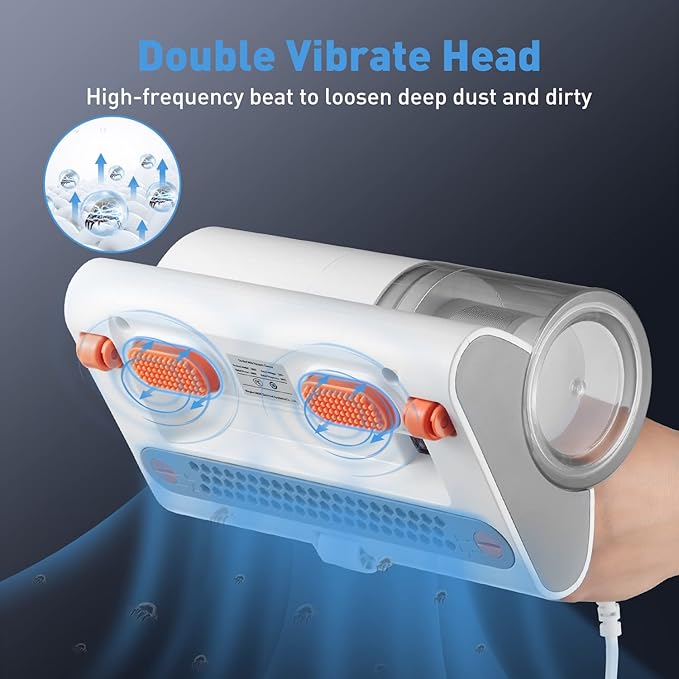 Bed Vacuum Cleaner, Mattress Vacuum Cleaner Powerful Suction, Handheld Couch Cleaner Machine Deep Cleaner for Bed Cleaning, Sheet, Fabric Sofa Vacuuming (White)