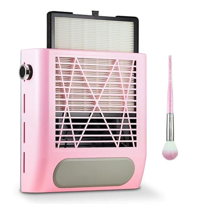 Nail Dust Collector Nail Tech, 80W Powerful Suction Nail Extractor Vacuum with Reusable Filter & Brush, Adjustable Electric Nail Fan Dust Vacuum for Acrylic Gel Nail Polishing Manicure Tool