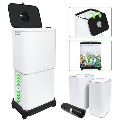 HI NINGER 3 Pack Kitchen Trash Can with Lid, 13 Gallon Trash Can for Home Office Bedroom Living Room Outdoor 45Liter Trash Bin,Comes with Two 2.2 Gallon Bathroom Trash cans with lids（with Garbage Bag