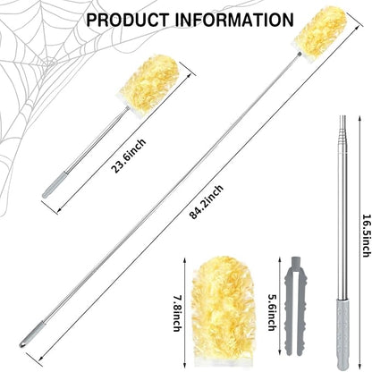 Duster Refills,Static Dust Removal Brush Disposable Replacement Head Compatible with Swiffer Duster Refills for Electronics, Furniture, Blinds, Ceiling Fans (Yellow, 30 Refills+1 Extension Pole)