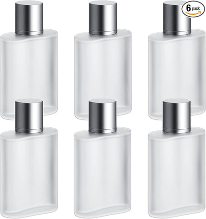 Tessco for you 6 Pcs 50/100ml Frosted Glass Bottle Perfume Atomizer Refillable Spray Empty Perfume Dispenser Fine Mist Atomizer Cosmetic Container for Travel Men Women (1.7 Ounces,Silver Gray)