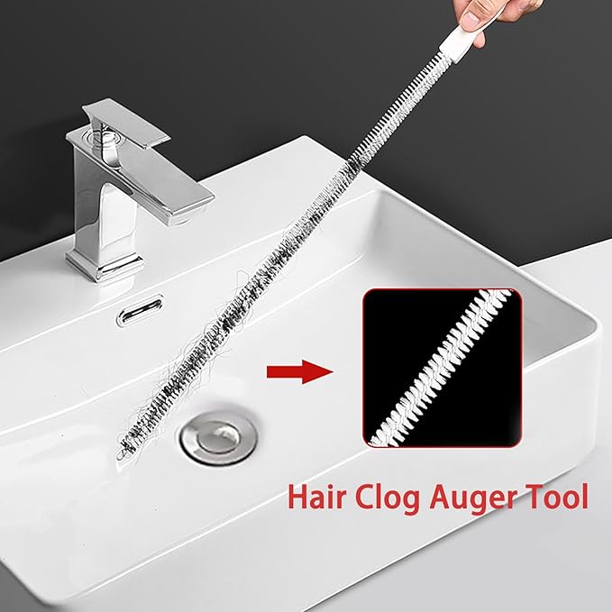 62Inch Drain Snake Clog Remover - 25Inch Drain Snake Hair Remover - 18Inch Cleaning Brush, Cleaner Tools for Kitchen Sink, Toilets, Bathroom,Tub