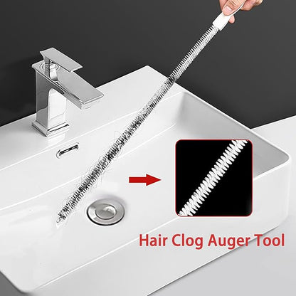 62Inch Drain Snake Clog Remover - 25Inch Drain Snake Hair Remover - 18Inch Cleaning Brush, Cleaner Tools for Kitchen Sink, Toilets, Bathroom,Tub