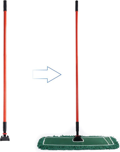 Matthew Cleaning Jaw Clamp Mop Handle, Snap-On Fiberglass Dust Mop Handle for Floor Cleaning, Gripper Holder with Clip-On Connector for Janitorial Supplies, Commercial Use,Restaurants, 60 Inches Red